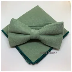 蝶ネクタイ　ポケットチーフ　2点セット　結婚式　ライムグリーン　無地