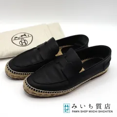 HERMES エルメス エスパドリーユ トリップ #39 約25cm フラットシューズ 黒 ブラックカラー 靴 袋 H17896のサムネイル