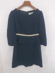 ◇ SOUP スープ 大人女子 綺麗め シンプル 七分袖 ミニ ワンピース サイズ9 ネイビー レディース P  【1307040023228】