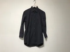 本物コムサメンCOMMECAMENコットンストライプ柄ドレス長袖シャツメンズサーフアメカジミリタリーストリートスケーターワークビジネススーツモードゴルフドレス黒ブラックグレーS日本製