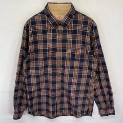 古着 ブルックスブラザーズ Brooks Brothers 長袖 ネルシャツ ボタンダウン チェック柄 ポケット レッドフリース M  ネイビー メンズ