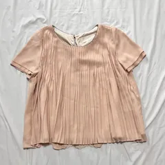 【大人可愛い上品デザイン💎】カエン＊プリーツ×レース＊ベージュブラウス＊フリーサイズ✨春服　夏服　春色　送料無料✨のサムネイル