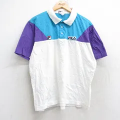 L/古着 フィラ FILA 半袖 ブランド ポロ シャツ メンズ 90s ワンポイントロゴ マルチカラー 白他 ホワイト 25aug26 中古 トップス