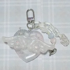 セブチ風ハートシェイカーキーホルダー　ビーズ付き　クラウン　羽