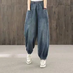 ボトムス パンツ デニムパンツ ジーンズ ワイドパンツ ポケット ウエストゴム デニム かわいい 大人可愛い きれいめ シンプル カジュアル 上品 おしゃれ かっこいい 大人女子 こなれ感 個性的 ラフ ルーズ 主役級 存在感 ベーシック メンズライク ボーイ