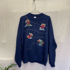 良品 JERZEES ジャージーズ クルーネックスウェット ネイビー XL ダサ可愛い 天使 古着MIX オーバーサイズ とにかく目立つ