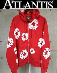Denim Tears 銀座店 デニムティアーズ 新品 25SS フラワーワッペン ZIP Hoodie パーカー メンズ size:L 赤 100699