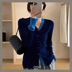 ◼️バイカラーニットカーディガン   韓国のサムネイル