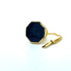 BURBERRYバーバリー ホースロゴタイタック ゴールド×ネイビーオクタゴン BURBERRYバーバリー ホースロゴタイタック ゴールド×ネイビー