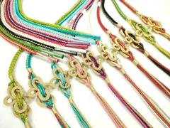 平和屋着物●和装小物　振袖用飾り付き帯締め１０本セット　飾り結び　金糸　切り房　逸品　未使用　CAAX8036ju