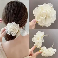 【新着商品】カメリア パール バナナクリップ ヘアクリップ レディース 簡単 女性用 バレッタ 大きめ ヘアアレンジ ヘアアクセサリー カメリア ミニバンス 髪留め クリップ ローズ 華やか オフィス ヘアアクセサリ HAPVITAL 可愛 バナナクリップ 人