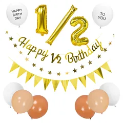 【★送料無料★】Lausatek ハーフバースデー 飾り 飾り付け バルーン 風船 誕生日 1/2 ガーランド 男の子 女の子 デコレーション 装飾 お家写真 撮影 デコレーション 金