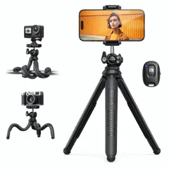 【新着商品】: Lamicall リモコン付き ミニ 三脚 GoPro コンデジ 三脚 携帯 1/4インチネジ ビデオ カメラ フレキシブル スタンド 巻き付け 360度 調整 固定 撮影 スマホ 自撮り ワイヤレス 持ち運び 卓上 雲台 くねくね アンドロイのサムネイル