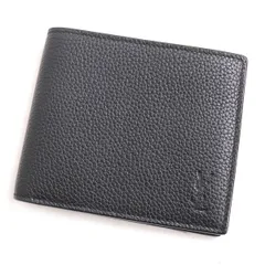 極美品◆22年 現行品 サンローランパリ カサンドラシャドウ イースト/ウエスト グレインレザー 二つ折り財布/札入れ 黒 伊製 箱・保管袋付のサムネイル