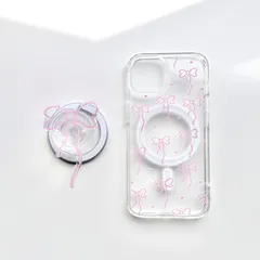 Dot ribbon iPhone case / iPhone14 iPhone14Pro iPhone14ProMax iPhoneケース　スマホグリップ　スマホケース　スマホカバー　スマホアクセサリー　マグセーフ　MagSafe リボン　韓国