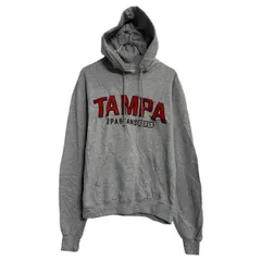 Champion ロゴスウェット パーカー M グレー チャンピオン プルオーバー ビッグプリント ポケット 古着卸 アメリカ仕入 a703-5382