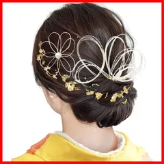 袴 和装 結婚式 着物 卒業式 振袖 浴衣に 前撮り ヘアアクセサリー シルバー ブライダル ゴールド ロープ 花嫁 人気 組紐 銀箔 ヘッドパーツ 金箔 水引 J0026 成人式 髪飾り