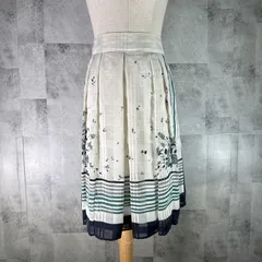 クミキョク kumikyoku プリーツスカート 【6】  オフホワイト ネイビー  紺 緑 チェック 花柄 膝丈 ひざ丈 薄手 裏地あり 清楚 綺麗め