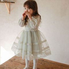 【送料無料】レースの長袖ドレス 90cm 女の子 ワンピース 長袖 洋風 演奏会 発表会 お誕生日会 冠婚葬祭 披露宴 結婚式 セレモニー