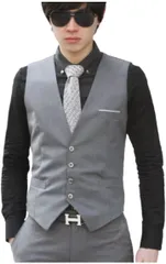 RED RAY レッドレイ ベスト ジレ スーツ フォーマル 胸ポケット(グレー,  M)