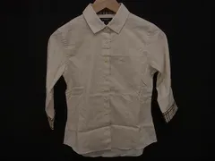 BURBERRY バーバリー コットン×ナイロン チェック柄 七分袖 Yシャツ トップス 表記サイズS 洋服 レディース アイボリー系 DH4919