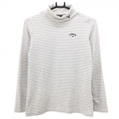 キャロウェイ 長袖ハイネックシャツ 白×グレー ボーダー 表微起毛 レディース S ゴルフウェア Callaway