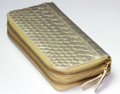 【1点限り赤字大特価】【送料込み】【期間限定】【新品】【税込み】本パイソン　大判ウロコ　男女兼用　シンプル　ラウンドウォレット　金 豊富な，新作