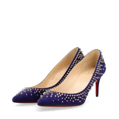 Christian Louboutin クリスチャンルブタン スパイクスタッズ スエード パンプス レディース 37 パープル イタリア製
