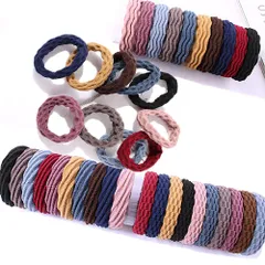 10色 slefancy ヘアゴム 髪ゴム ポニーテールのヘアバンド リングゴム 髪束ね 高弾性 大容量40本 結び目なし10色