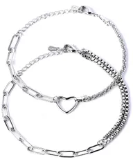 【大安売り】【ギフトボックス付】 ペアブレスレット アクセサリー プレゼント 人気 カップル メンズ レディース 金属アレルギー (ハート)