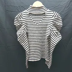 ◇ Chico ボーダー ハイネック パワショル リブ ニット FREEサイズ 白/黒 女 E  【1301230011521】