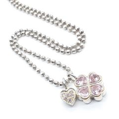 Folli Follie フォリフォリ ネックレス ペンダント ヴィンテージ SILVER 925 750 K18 シルバー ゴールド コンビ ピンクジルコニア クローバー ハート