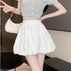 ショートパンツ レディース かぼちゃパンツ アウター 無地 ウエストゴム Aライン ゆったり 痩せて見え おしゃれ ボトムス 薄手 シンプル ギャザー 体型カバー 春夏 普段着 通勤着 zhangban165