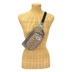 コーチ COACH ボディバッグ PVC / レザー シグネチャー 91010 ショルダーバッグ クロスボディ 斜め掛け 肩掛け ベルトバッグ スリングバッグ メンズ ベージュ / パープル / グリーン / マルチカラー 正規品 中古 mbo30007