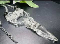 天然無処理 白苔瑪瑙 ホワイトモスアゲートの金魚のペンダント☆AB585