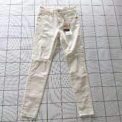 ◇ Θ 未使用 アズール バイマウジー ダメージ加工 ストレッチ スキニー デニム パンツ サイズXS ホワイト系 レディース E  【1508060015570】