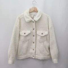 ◇ ⊇ earth music&ecology アース ミュージック＆エコロジー 無地 長袖 ボアジャケット サイズF ホワイト系 レディース E  【1506190013251】