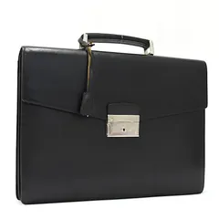 【中古】プラダ ビジネスバッグ ブリーフケース V353 サフィアーノレザー ブラック PRADA
