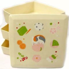 [중고] 식기 그 외(캐릭터) 냥코 선생님(크림) 냥코 소식~봄바람 푹신푹신~ 미니 겹 상자 “나츠메 친구장”