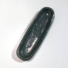 やちむん　上江洲茂生　緑釉楕円皿 古作