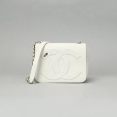 シャネル CHANEL バッグ ショルダーバッグ カーフスキン ホワイト 白 ゴールド金具 ココマーク チェーンショルダーバッグ フルフラップ
