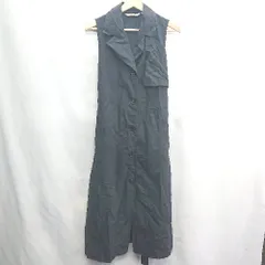 ◇ ⊂ UNIQLO ユニクロ 綿麻混合 ウエスト紐 ノースリーブ ロング ワンピース サイズS ブラック レディース E  【1410100050628】