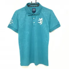 アドミラル 半袖ポロシャツ ブルーグリーン 花柄地模様 ロゴ刺しゅう メンズ L ゴルフウェア Admiral