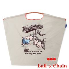 【正規品】 ボールアンドチェーン (The three little pigs 3匹の子豚 / グレー) Lサイズ  トートバッグ エコバッグ 刺繍 灰色 豚