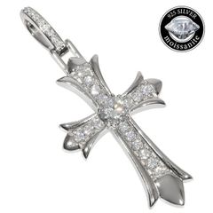モアサナイト クロスペンダントトップ Moissanite 十字架リバーシブル シルバー .925Silver メンズ 鑑別カード付