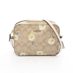 コーチ COACH ショルダーバッグ ミニ カメラ バッグ シグネチャー デイジープリント C3354 ベージュ PVCコーティングキャンバス レザー ミニ カメラ バッグ シグネチャー キャンバス ウィズ デイジー レディース Used A