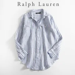 391t*美品 ラルフローレン ストライプ リネン チュニック シャツ