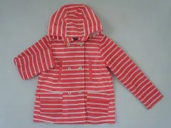 プチバトー petit bateau アウトレット 子供服 女の子 8歳 約 120cm 130cm 長袖 薄手 ブルゾン ジャンパー ジャケット ボーダー ピンク 白 春 秋 ★3 アウター ガールズ 女児 キッズ 【中古】 ユーズド