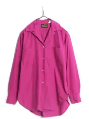 【お得なクーポン配布中!】 80s USA製 エディーバウアー ループ留め オープンカラー 長袖 シャツ レディース S / 80年代 Eddie Bauer ヴィンテージ ポケット付き 無地