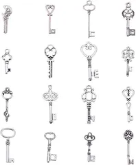 PandaHall Elite 約100g 人気 鍵 アクセサリーパーツ チャーム ペンダントトップ アクセサリートップ アンティーク 銀古美 シルバーs